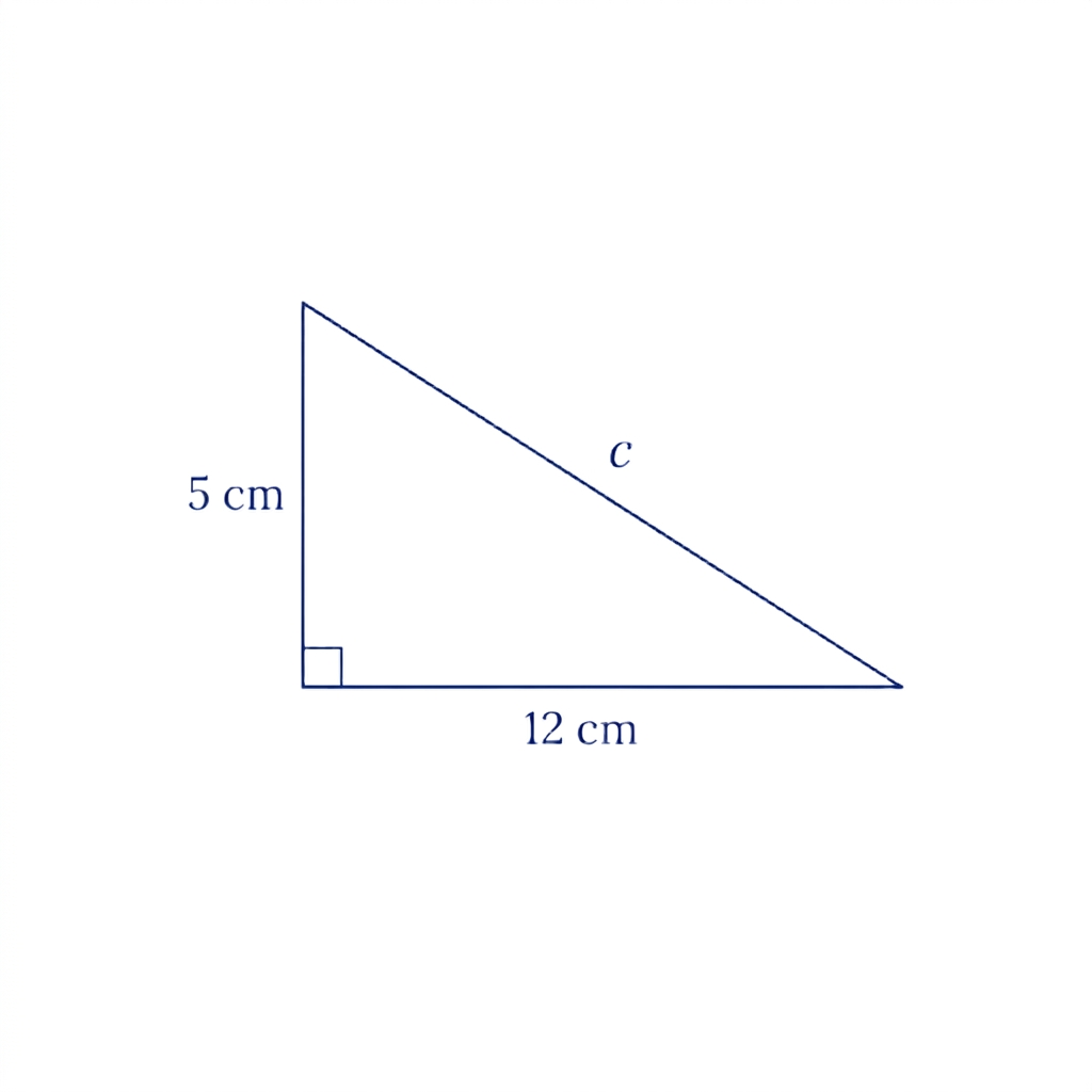 Right triangle with legs 5 cm and 12 cm and hypotenuse c